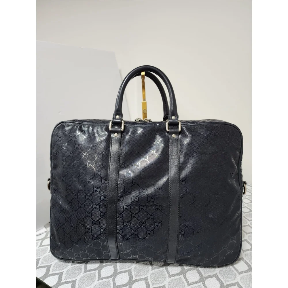 Gucci GG Imprimé Briefcase/Laptop Bag Navy Blue